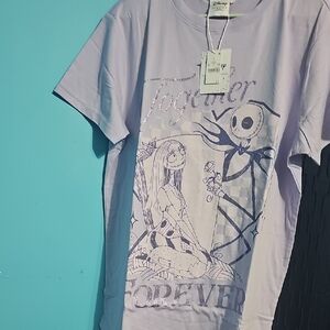 Disney Lavender Kids T-Shirt with Jack and Sally Design